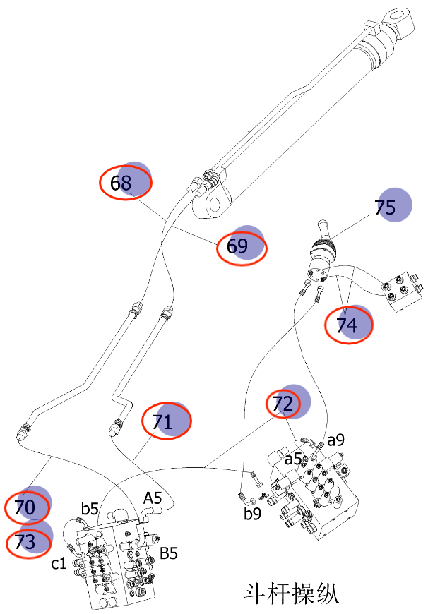 Sunward SWE150E installation diagram showing hydraulic hose 730502003037 at Pipe No. 72