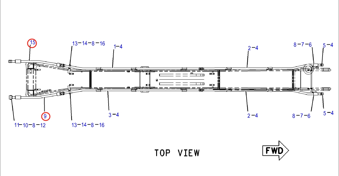 Caterpillar CAT®318C installation diagram showing hydraulic hose 240-5718 at Pipe No. 15