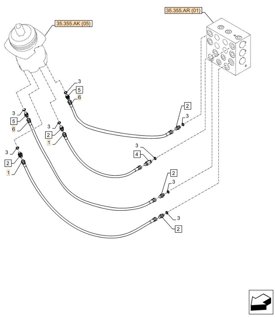 Case CX300D NLC installation diagram showing hydraulic hose KRJ4381 at Pipe No. 1