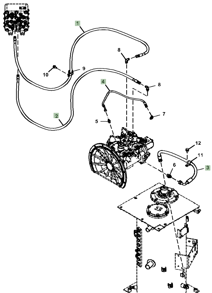Hitachi ZX130-5G installation diagram showing hydraulic hose 9155313 at Pipe No. 1