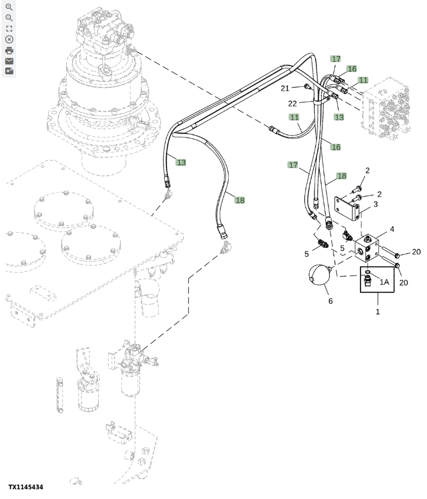 Hitachi ZX670LC-5A installation diagram showing hydraulic hose 4668896 at Pipe No. 11