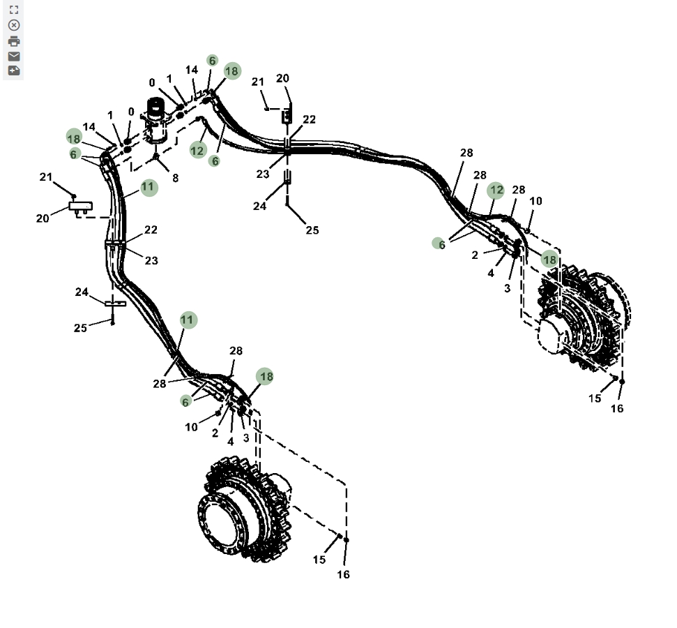 Hitachi ZX870LC-5B installation diagram showing hydraulic hose 4639461 at Pipe No. 18