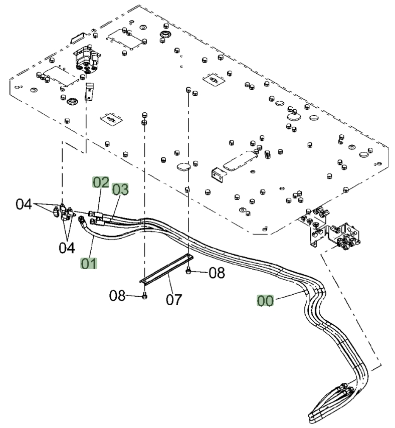 Hitachi ZX650LC-3 installation diagram showing hydraulic hose 4635247 at Pipe No. 0