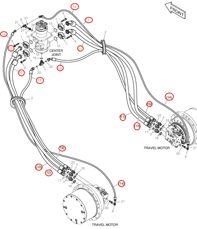 Doosan DX140LC-3 installation diagram showing hydraulic hose DS2017104 at Pipe No. 12