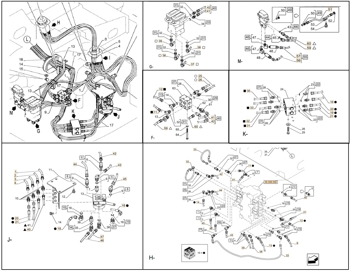 Case CX80C installation diagram showing hydraulic hose KHJ2312 at Pipe No. H9-K32