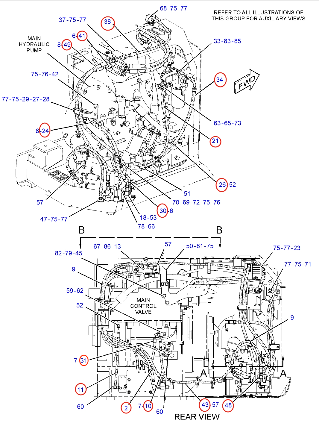 Caterpillar CAT®312D L installation diagram showing hydraulic hose 087-5758 at Pipe No. 11