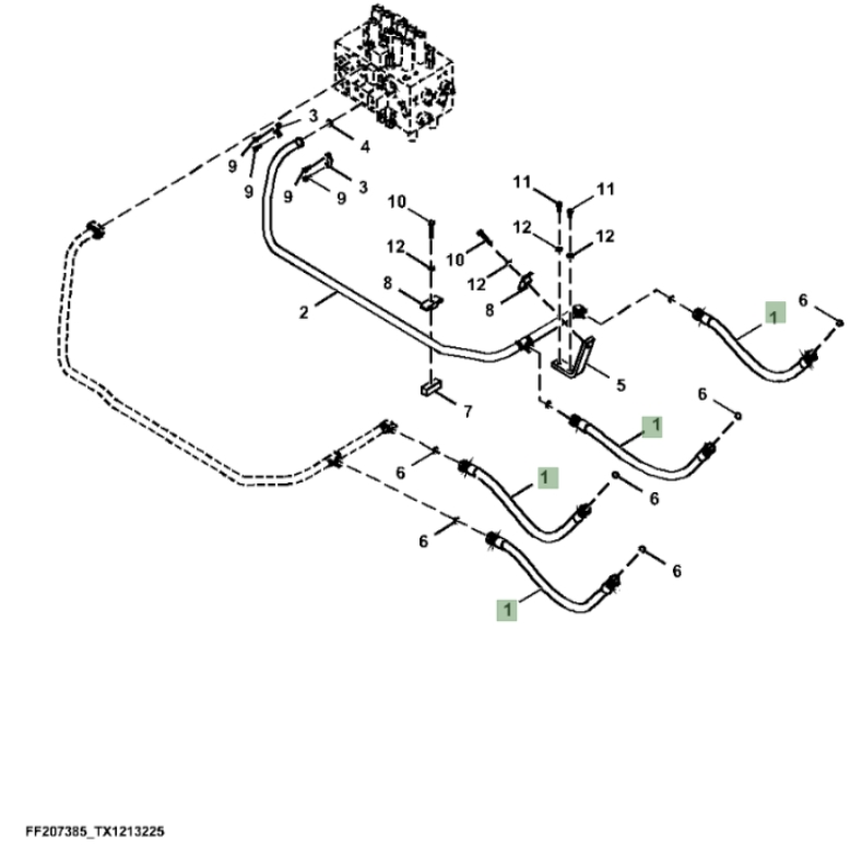 Hitachi ZX370FLC-FE-6N installation diagram showing hydraulic hose 4272697 at Pipe No. 1