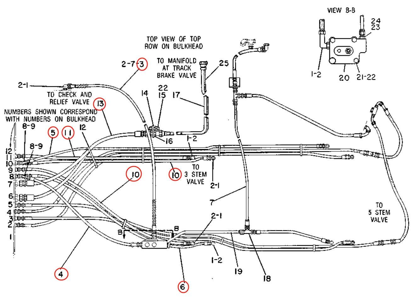 Caterpillar CAT®245B installation diagram showing hydraulic hose 4V-9315 at Pipe No. 3