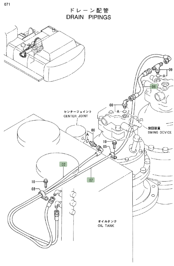 Hitachi EX550LC-3 installation diagram showing hydraulic hose 4292785 at Pipe No. 6