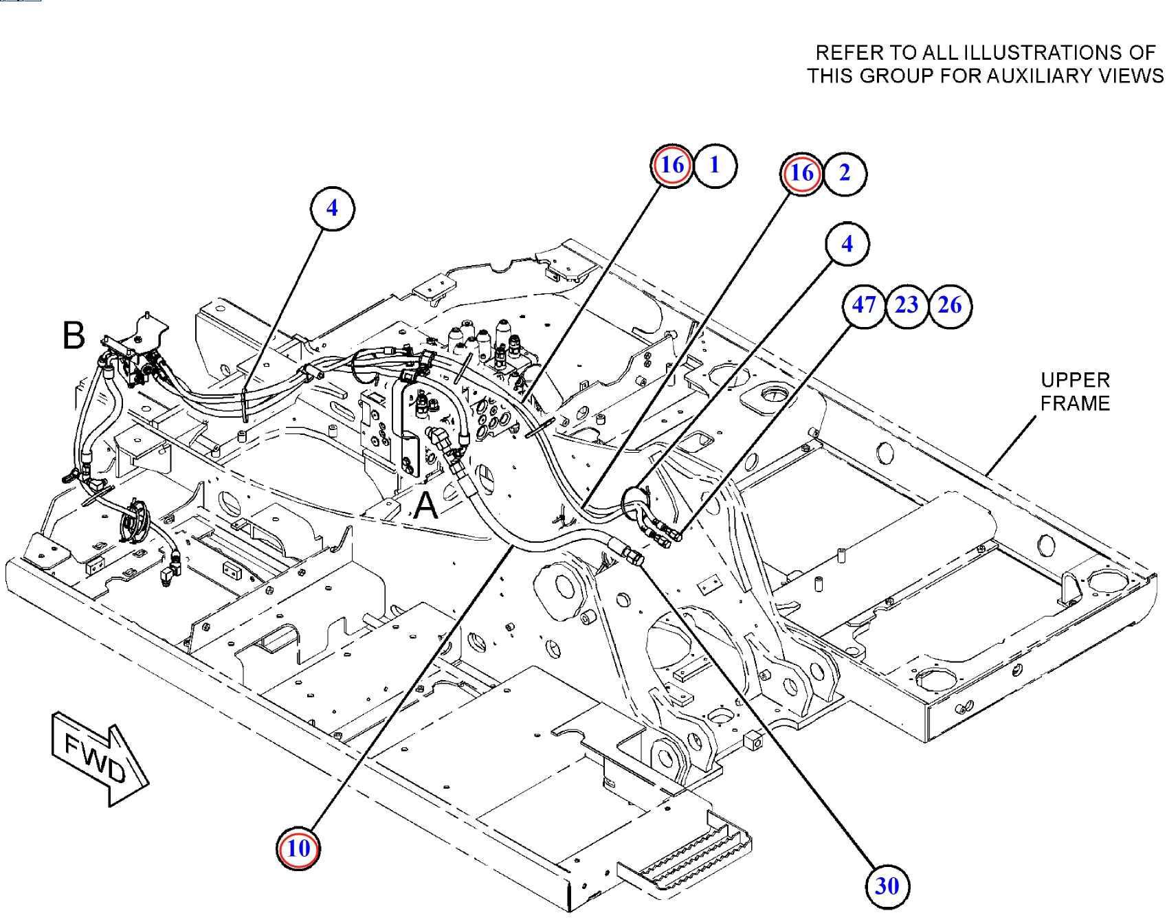 Caterpillar CAT®312E installation diagram showing hydraulic hose 337-1286 at Pipe No. 10
