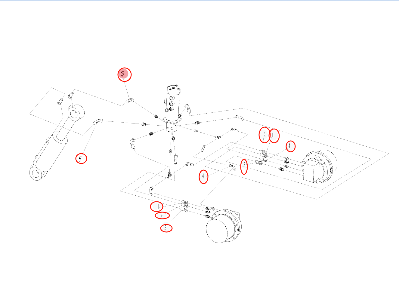 Sunward SWE80F-1A installation diagram showing hydraulic hose 73050200D324 at Pipe No. 2