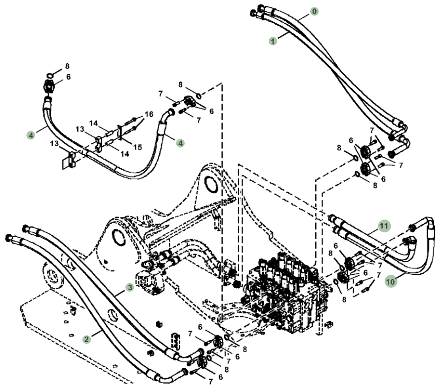 Hitachi ZX470LC-5B installation diagram showing hydraulic hose 4700799 at Pipe No. 11