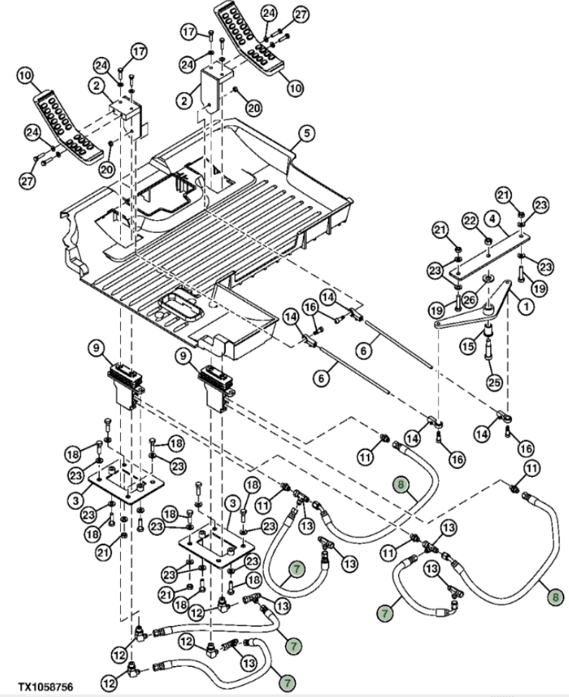 Hitachi ZX210F-3 installation diagram showing hydraulic hose 4450022 at Pipe No. 8