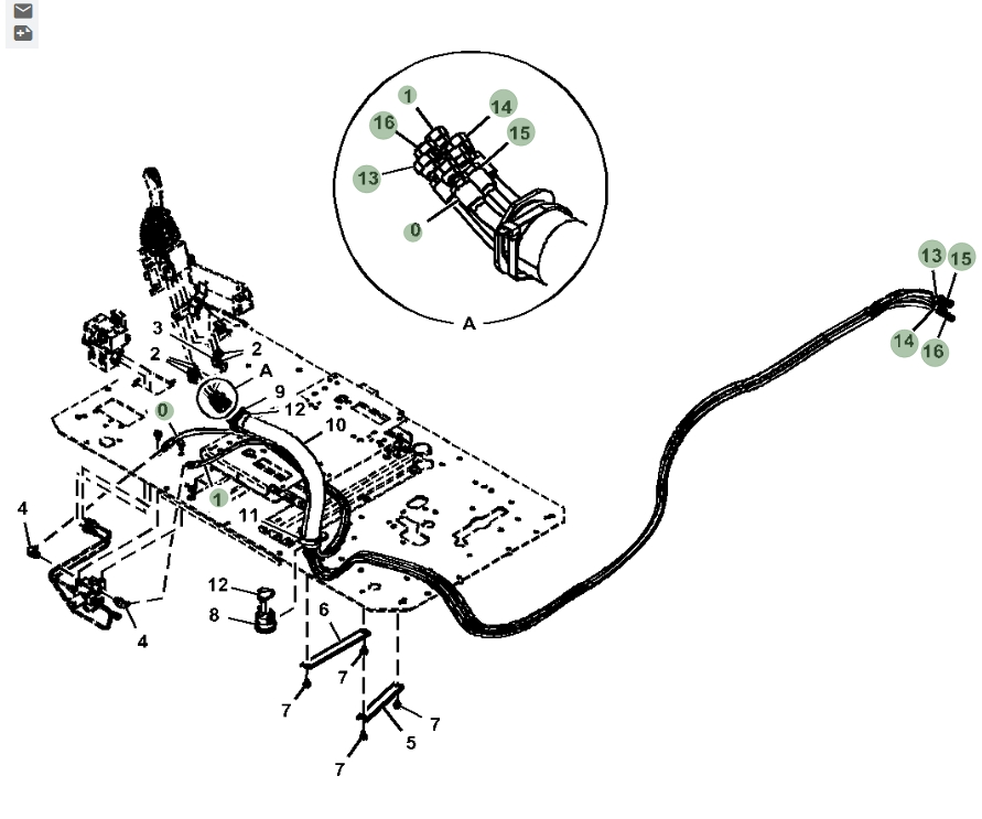 Hitachi ZX670LC-5A installation diagram showing hydraulic hose 4649317 at Pipe No. 0