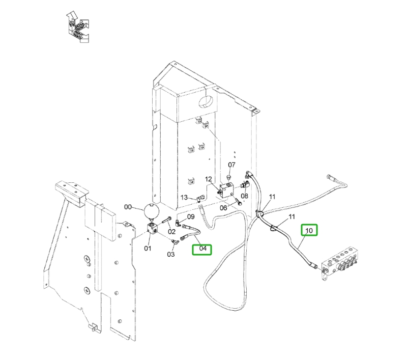 Hitachi ZX160LC-3 installation diagram showing hydraulic hose 4480078 at Pipe No. 4