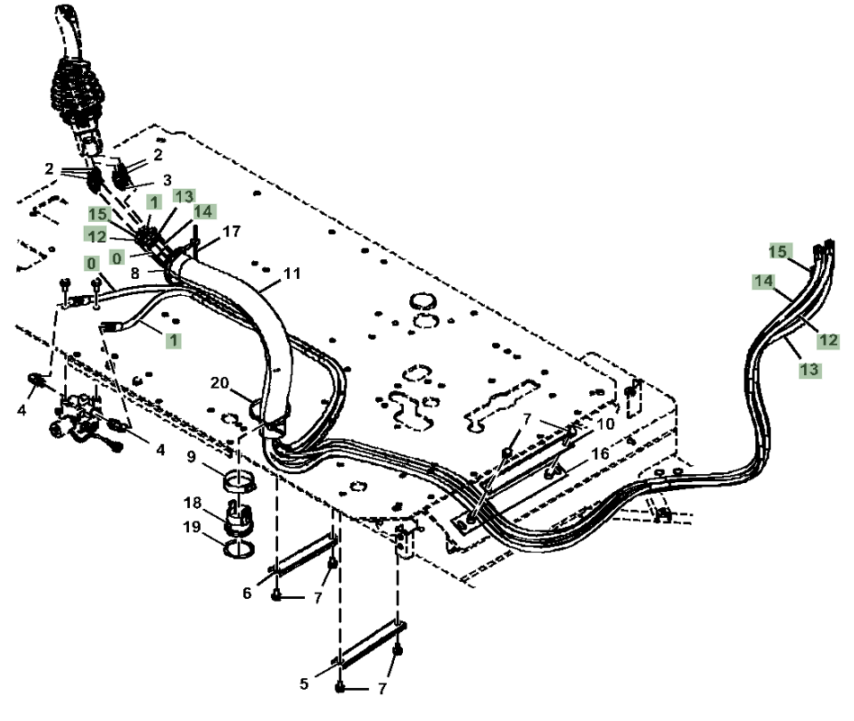 Hitachi ZX290LC-5N installation diagram showing hydraulic hose 4681879 at Pipe No. 14