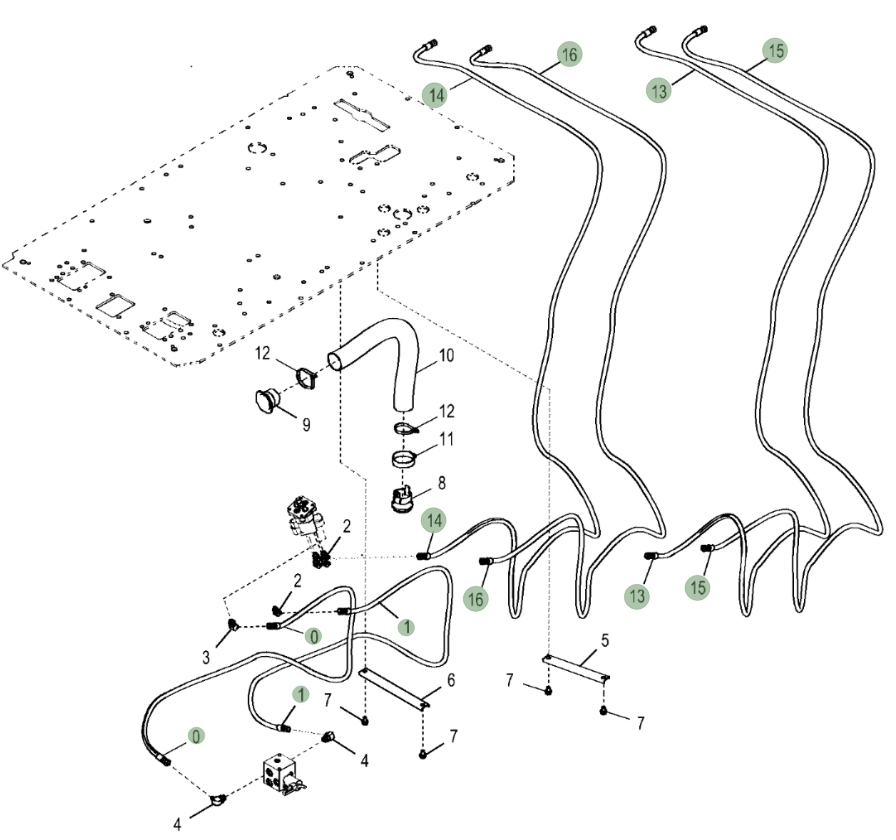 Hitachi ZX470LC-5B installation diagram showing hydraulic hose 4673850 at Pipe No. 14