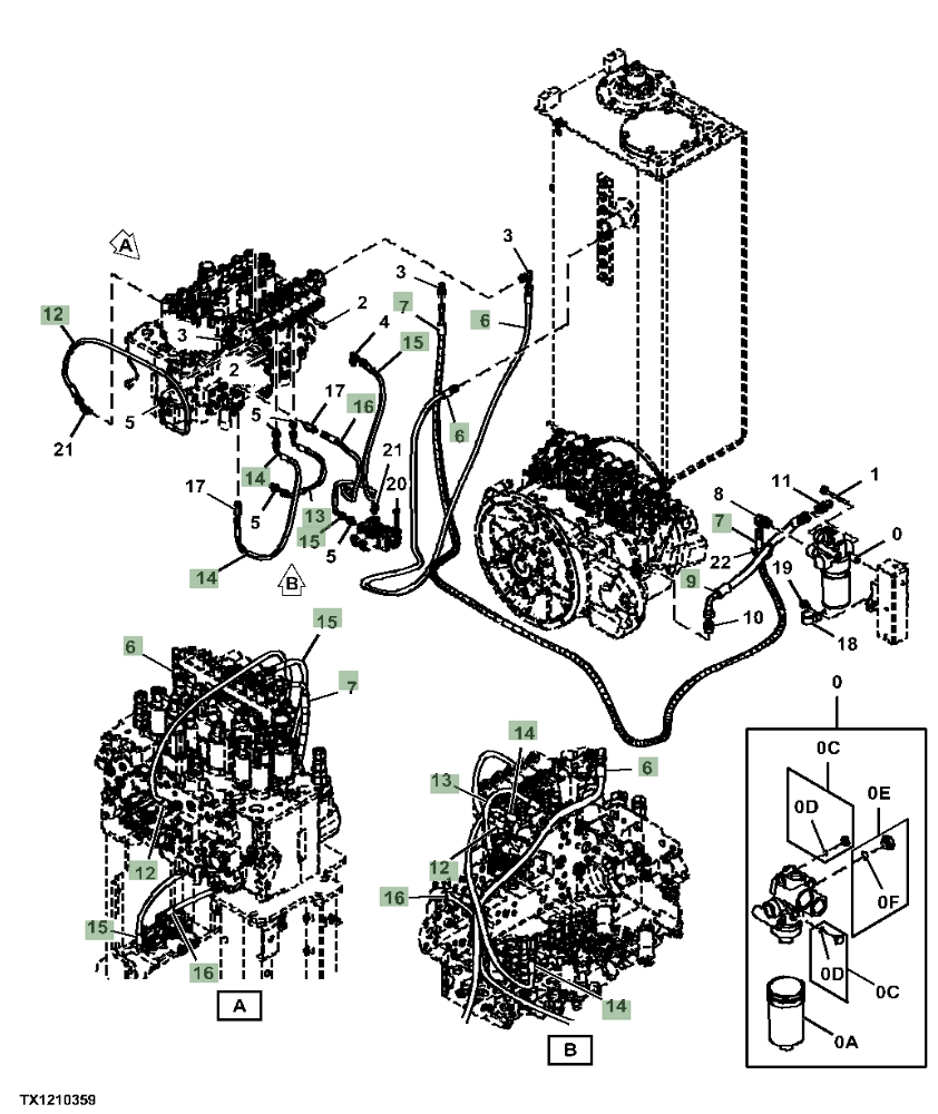Hitachi ZX245USLC-6N installation diagram showing hydraulic hose 4706926 at Pipe No. 6