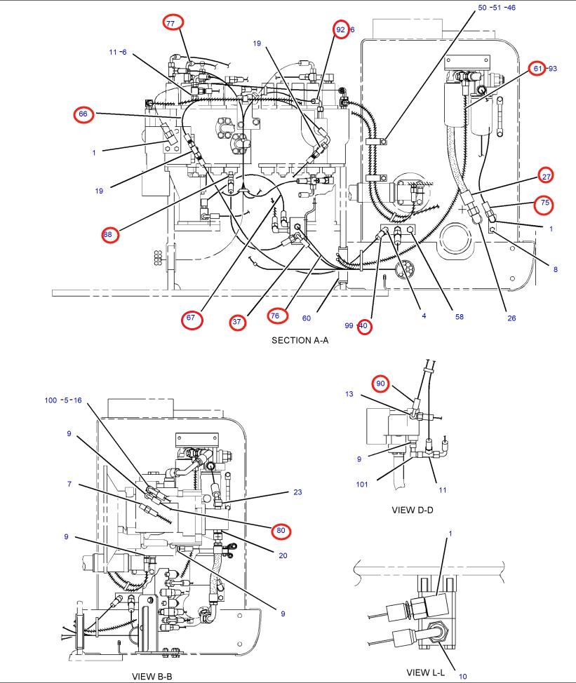 Caterpillar CAT®318C installation diagram showing hydraulic hose 109-7556 at Pipe No. 88