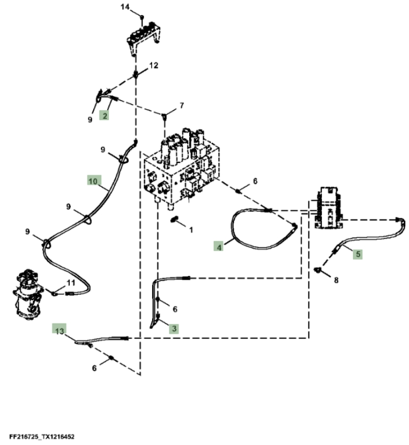 Hitachi ZX260FLC-FE-6N installation diagram showing hydraulic hose 4470393 at Pipe No. 2
