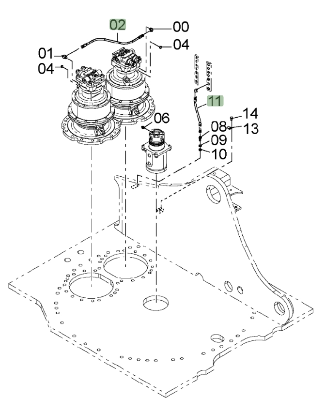 Hitachi ZX650LC-3 installation diagram showing hydraulic hose 4487215 at Pipe No. 2