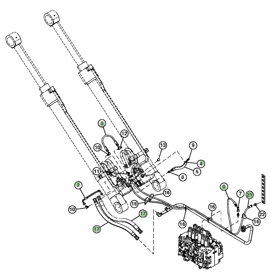 Hitachi ZX200LC-3 installation diagram showing hydraulic hose 4391698 at Pipe No. 0