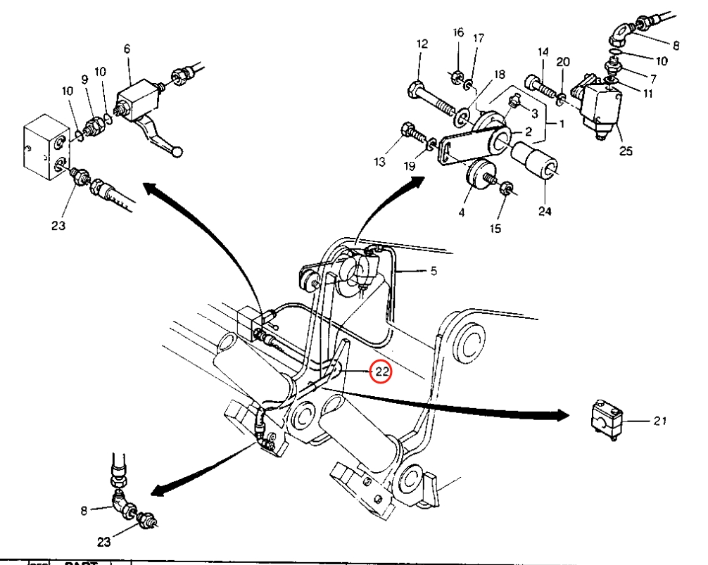 Caterpillar CAT®206B installation diagram showing hydraulic hose 8U-5383 at Pipe No. 22