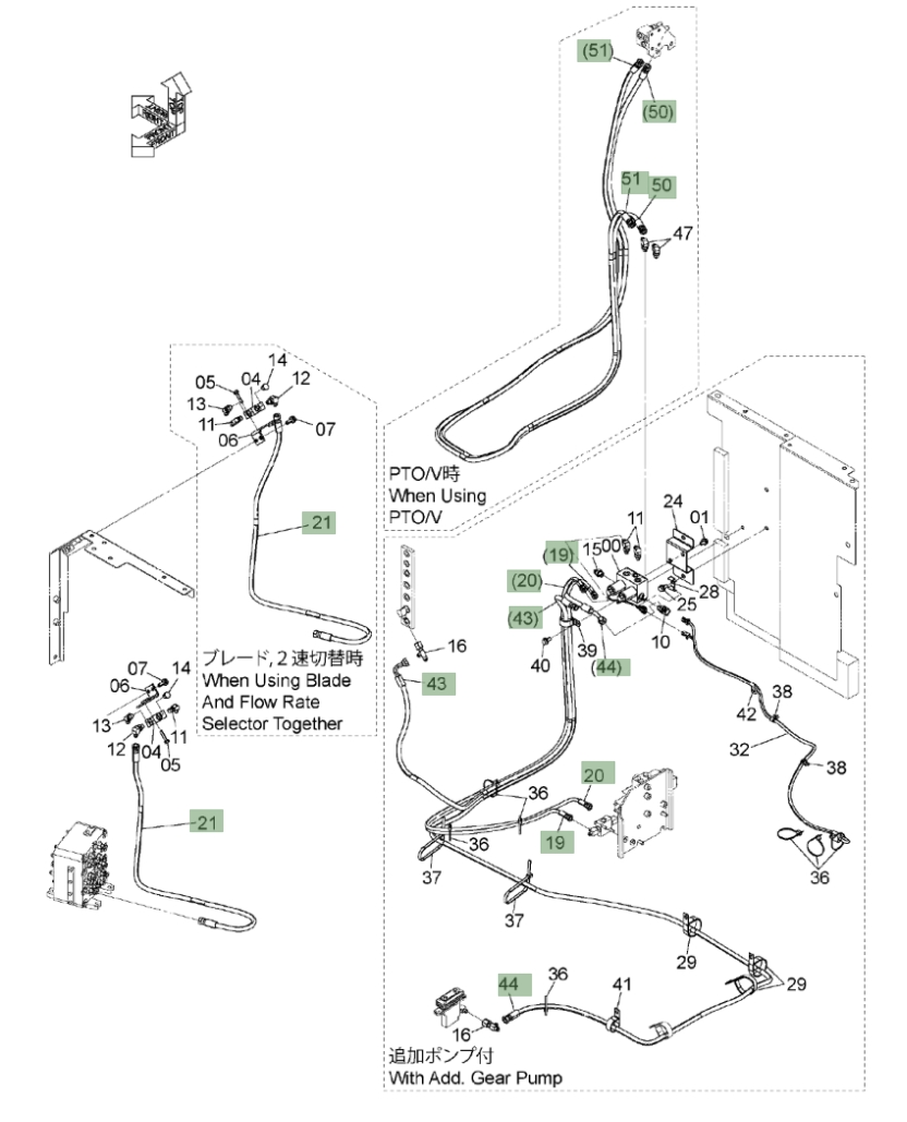 Hitachi ZX135US-3 installation diagram showing hydraulic hose 4640245 at Pipe No. 51A