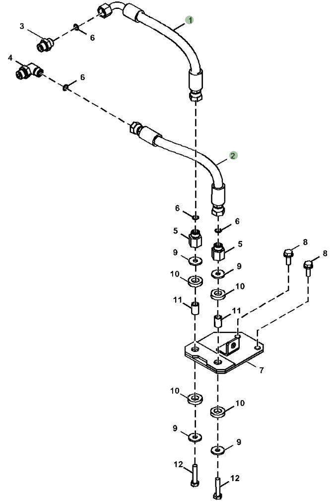 Hitachi ZX130-6N installation diagram showing hydraulic hose 4682664 at Pipe No. 2