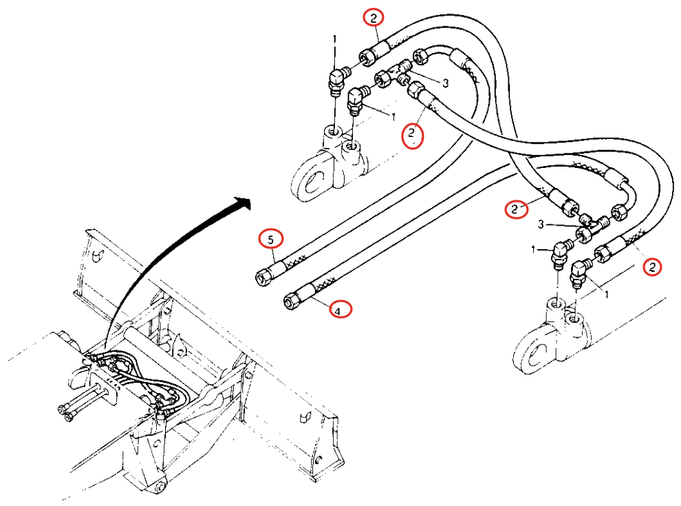 Caterpillar CAT®214B FT installation diagram showing hydraulic hose 8U-1625 at Pipe No. 2