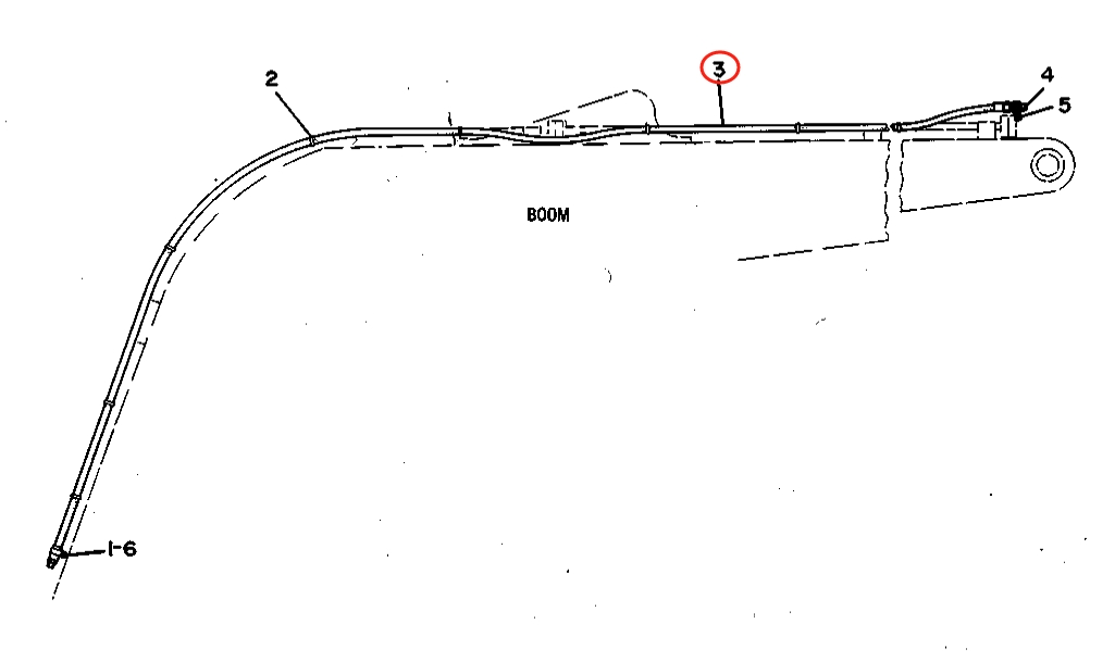 Caterpillar CAT®219 installation diagram showing hydraulic hose 5C-5135 at Pipe No. 3
