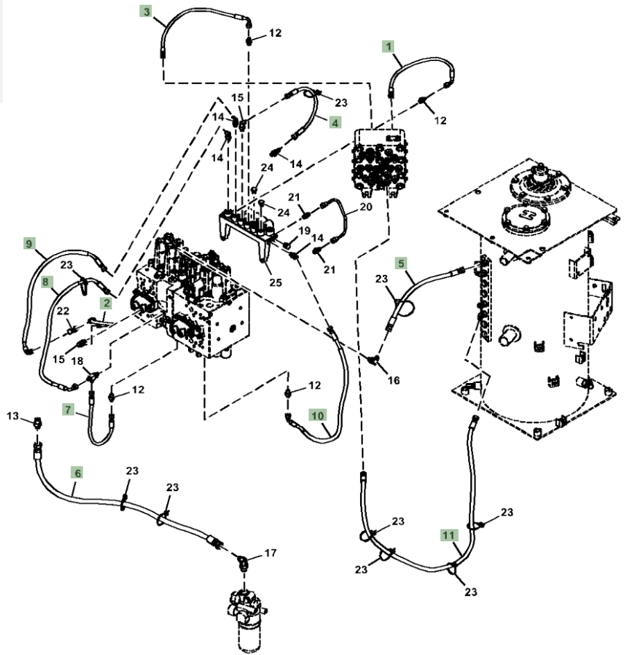 Hitachi ZX130-5G installation diagram showing hydraulic hose 4630949 at Pipe No. 3