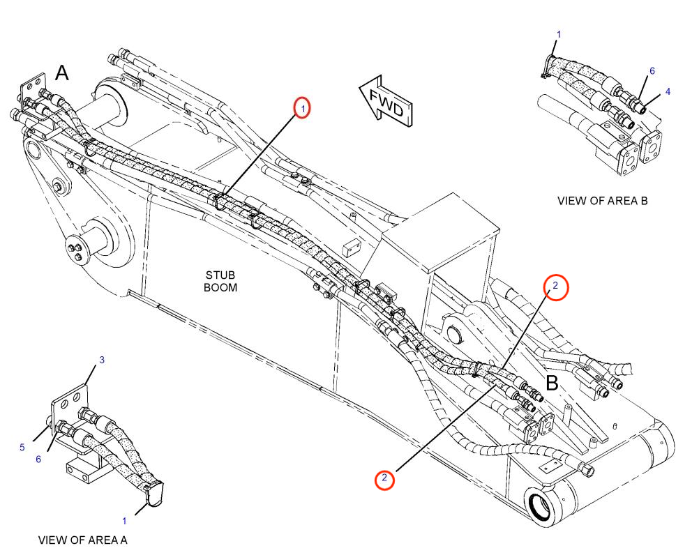 Caterpillar CAT®316F installation diagram showing hydraulic hose 370-0298 at Pipe No. 2