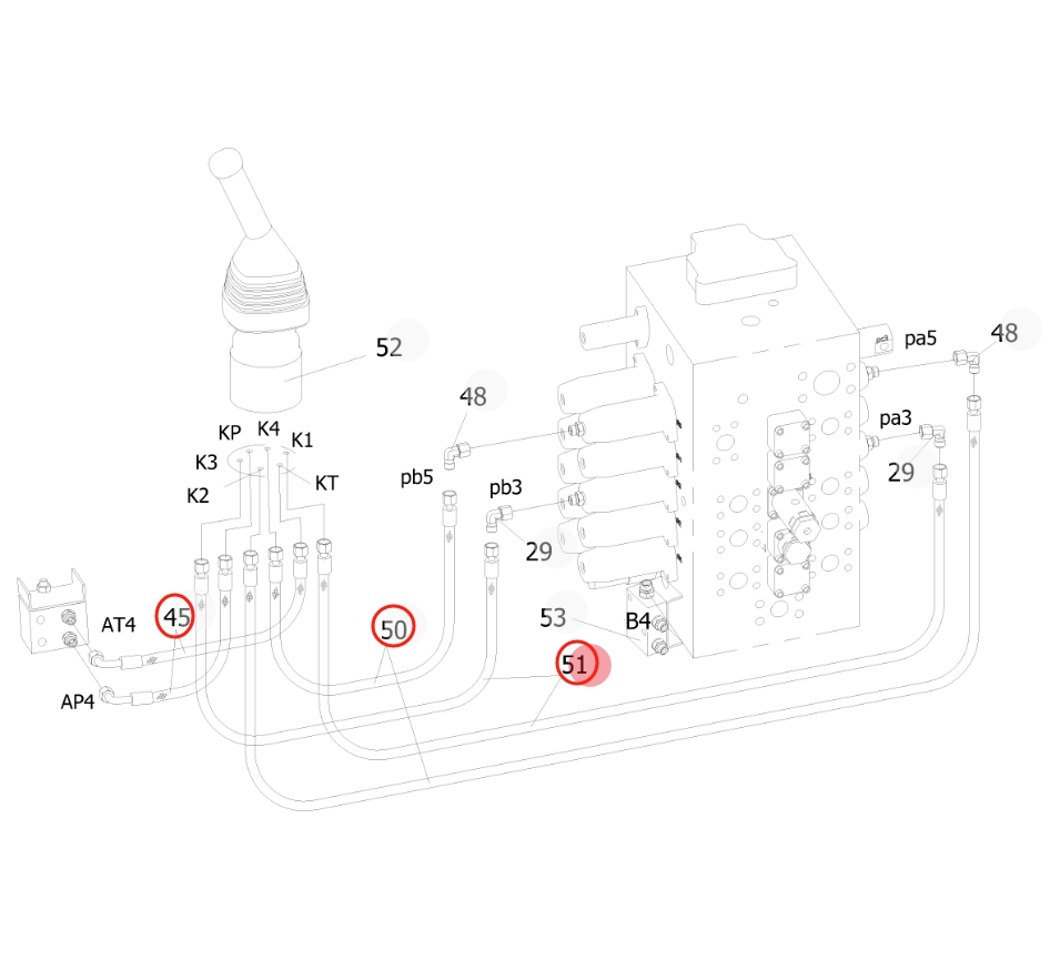 Sunward SWE215F-5 installation diagram showing hydraulic hose 730502000798 at Pipe No. 45