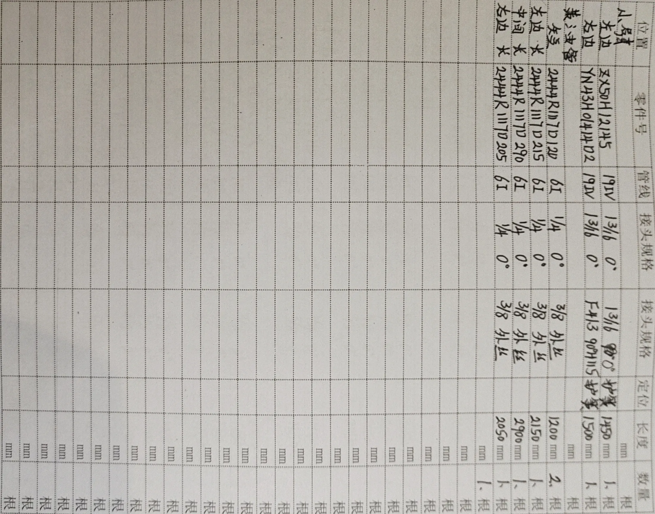 Kobelco SK250NLC-6E hydraulic hose part numbers and recorded lengths — technician notebook page 2 of 5