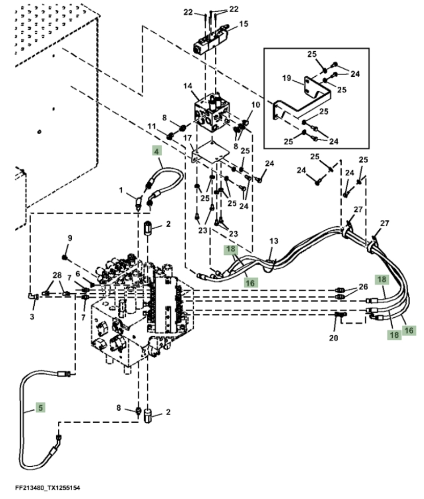 Hitachi ZX210FLC-LL-6N installation diagram showing hydraulic hose 4453063 at Pipe No. 4