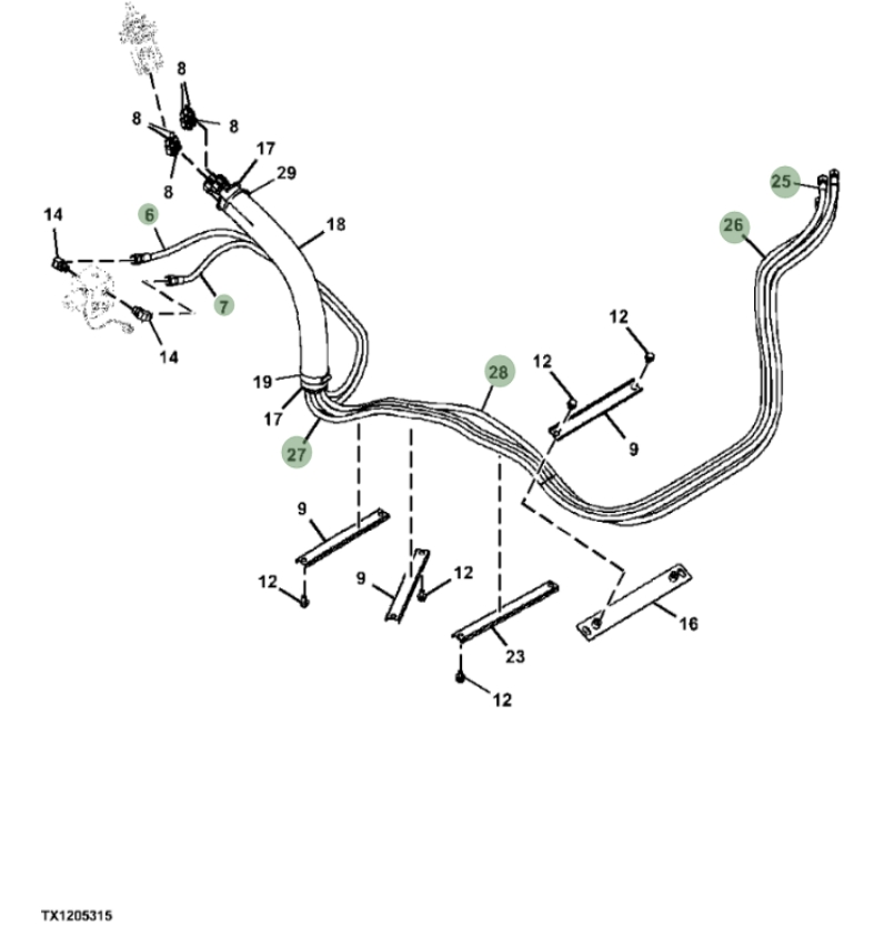 Hitachi ZX290F-3 installation diagram showing hydraulic hose 4639633 at Pipe No. 7