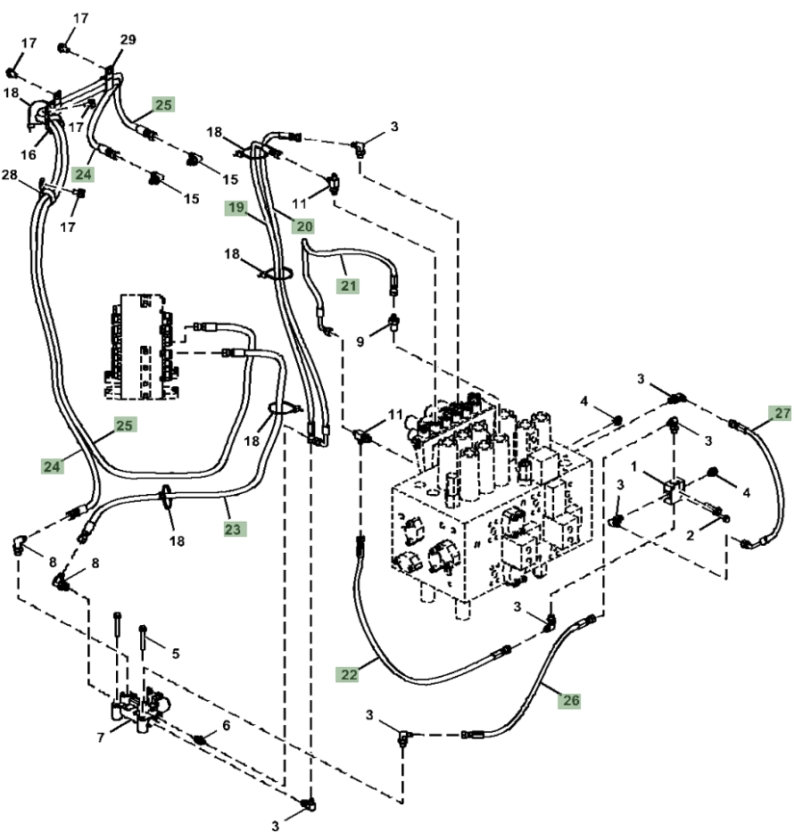 Hitachi ZX160LC-5N installation diagram showing hydraulic hose 4724348 at Pipe No. 23