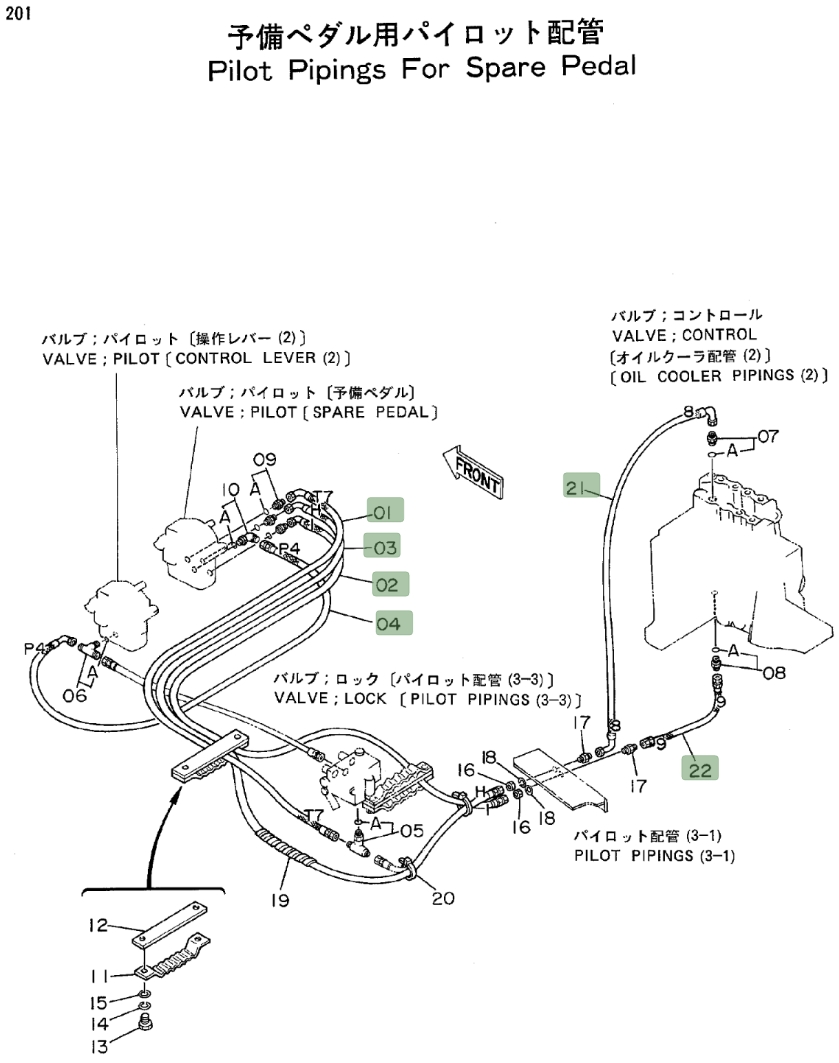 Hitachi EX150 installation diagram showing hydraulic hose 4218415 at Pipe No. 2