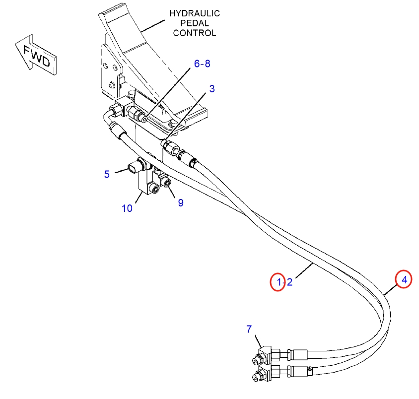 Caterpillar CAT®314F CR installation diagram showing hydraulic hose 4I-5900 at Pipe No. 1