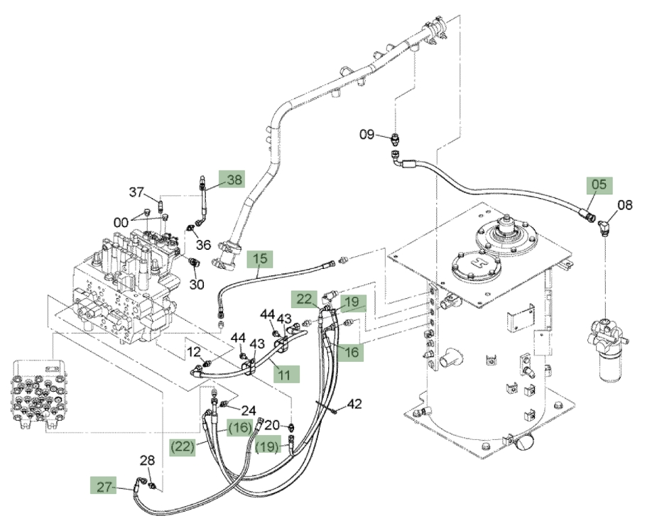 Hitachi ZX120-3 installation diagram showing hydraulic hose 4698020 at Pipe No. 5