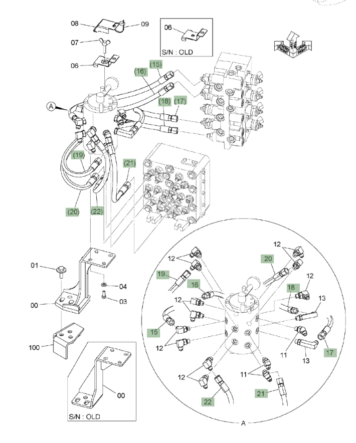 Hitachi ZX135US-3 installation diagram showing hydraulic hose 4693837 at Pipe No. 17