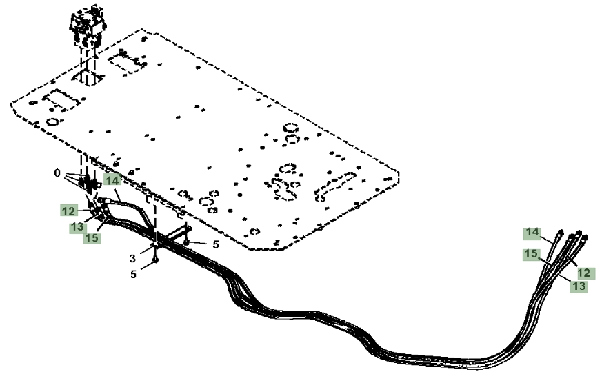 Hitachi ZX350LC-5G installation diagram showing hydraulic hose 4655171 at Pipe No. 13