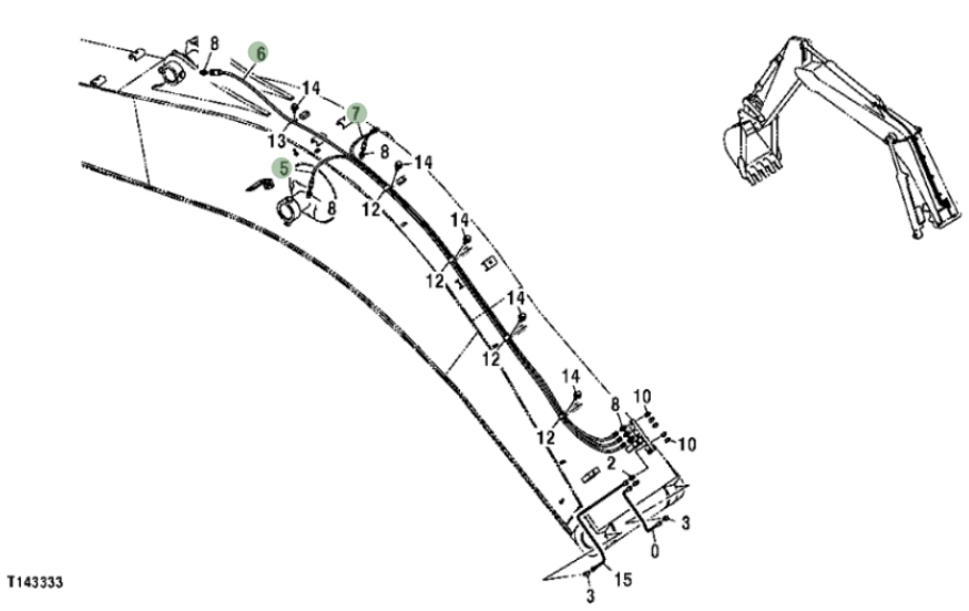 Hitachi ZX250F installation diagram showing hydraulic hose 4437070 at Pipe No. 6