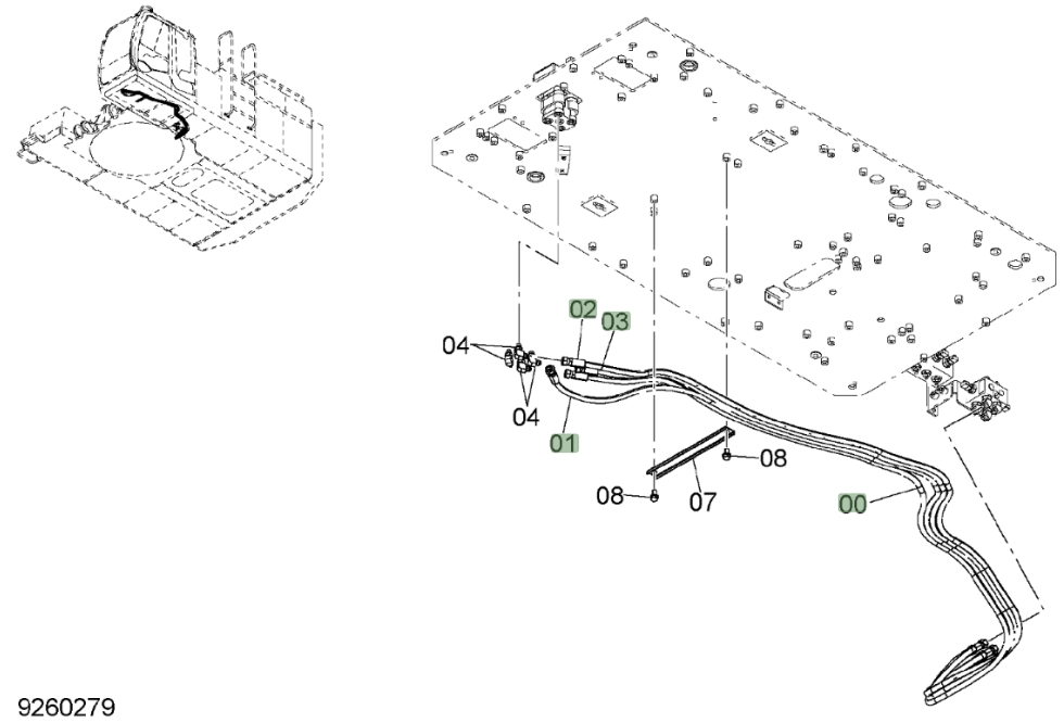 Hitachi ZX850LC-3 installation diagram showing hydraulic hose 4635247 at Pipe No. 0