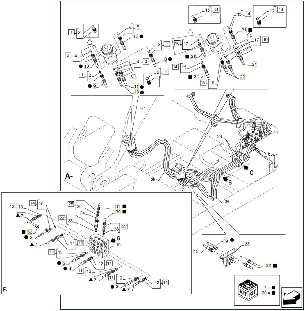 Case CX210D NLC installation diagram showing hydraulic hose 159213A1 at Pipe No. 12