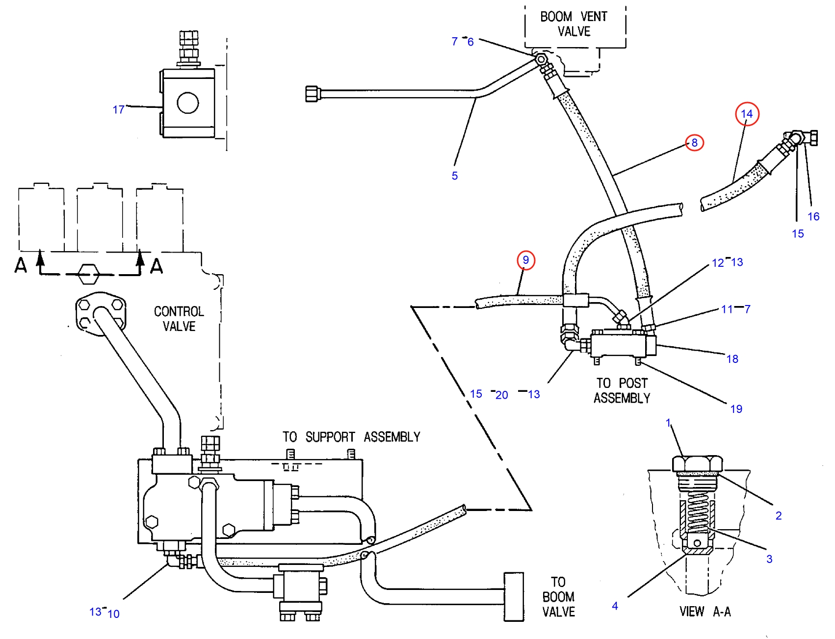 Caterpillar CAT®245D installation diagram showing hydraulic hose 6S-4825 at Pipe No. 8