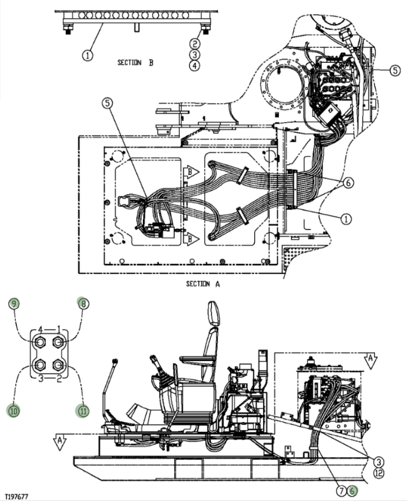 Hitachi ZX250F installation diagram showing hydraulic hose 4431843 at Pipe No. 11