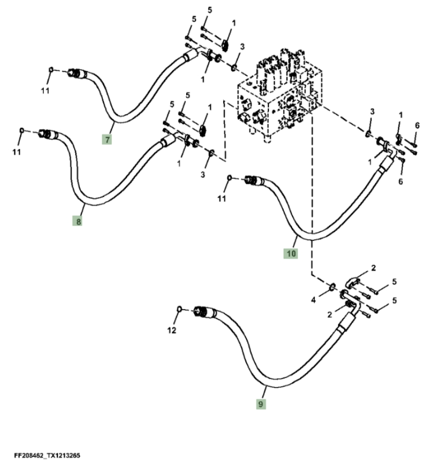 Hitachi ZX370F-LL-6N installation diagram showing hydraulic hose 4629051 at Pipe No. 10