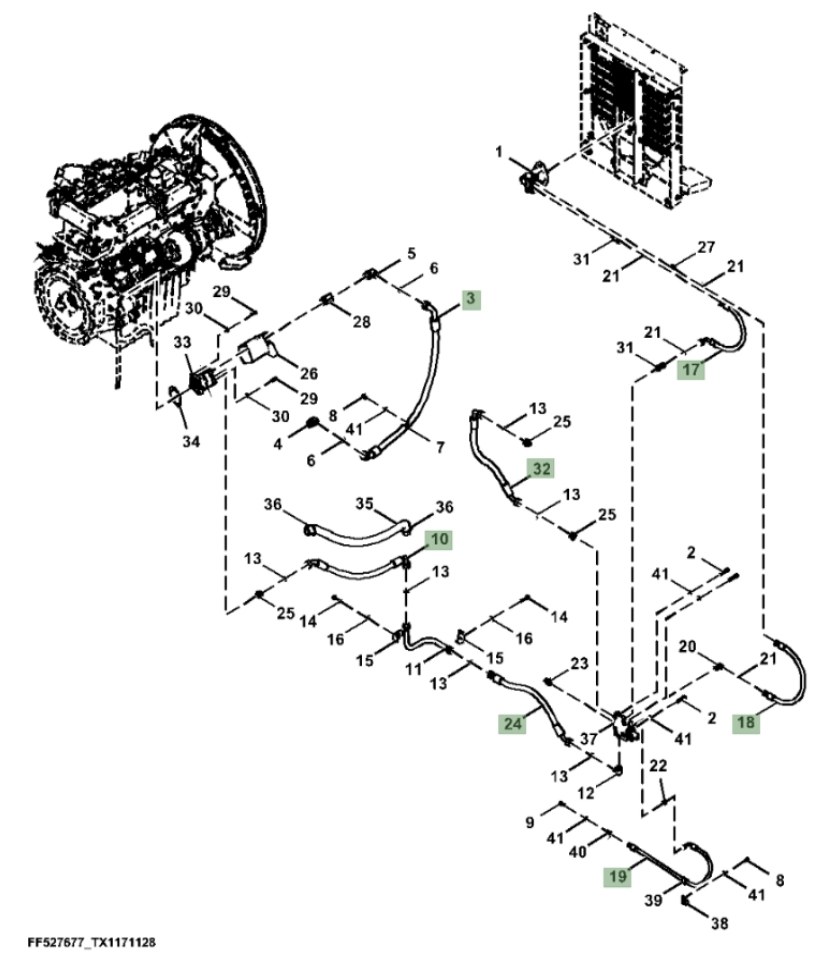 Hitachi ZX310F-LL-6N installation diagram showing hydraulic hose 4312285 at Pipe No. 18